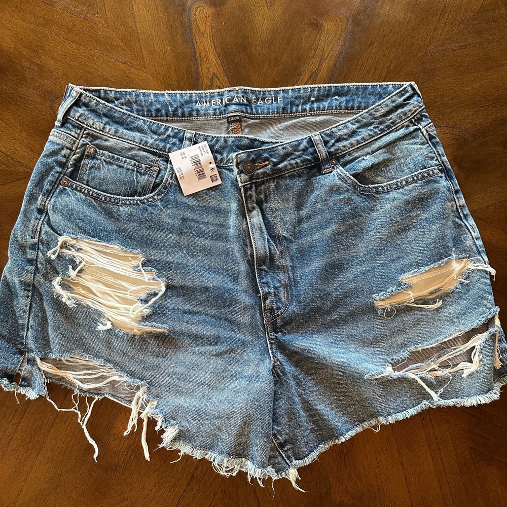 American Eagle Outfitters Women's Blue Distressed Denim Shorts